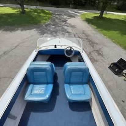 Clean blue bucket seats in a boat