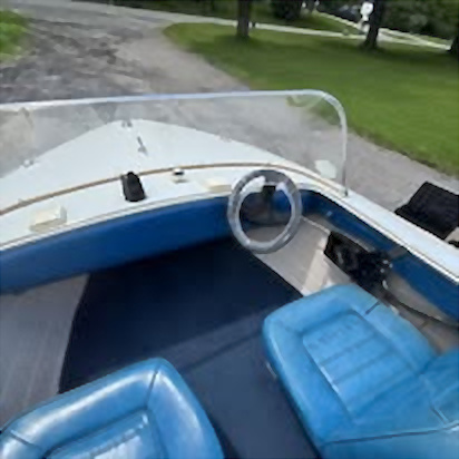 Clean blue and white boat interior